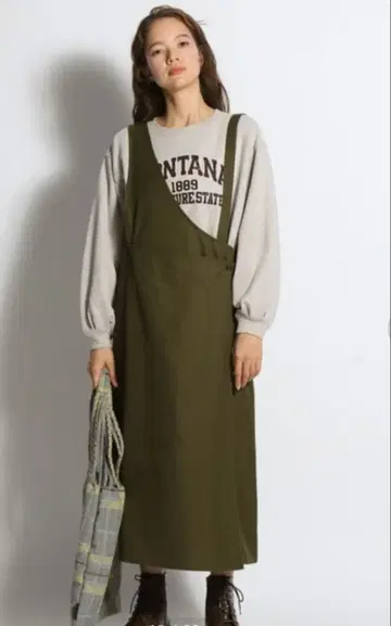 니코앤드 - 원숄더 2way 랩 원피스 올리브 색상 4