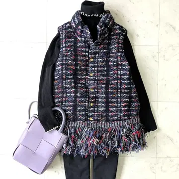 코헨 COOHEM 컬러 트위드 다운 베스트 요네토미 섬유