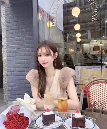 lumignon 리치 퍼 롱 원피스