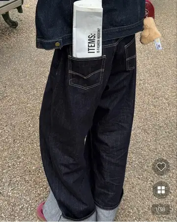 누구 옐른 와이드 데님 체크 데님 자켓 자켓