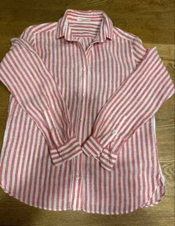 TOMORROWLAND 빨흰 스트라이프 린넨 긴팔 셔츠