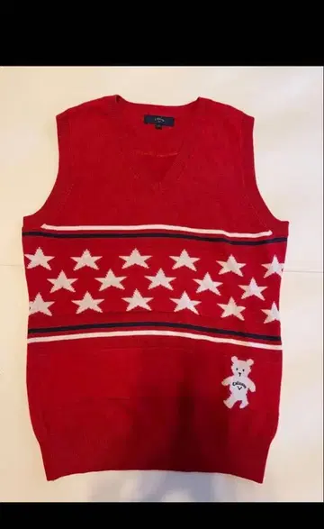 캘러웨이 빨간색 별 패턴 슬리브리스 베스트 LL 다운 베스트