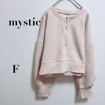 미스틱 하프 지퍼 맨투맨 핑크 페미닌 드롭 숄더 F