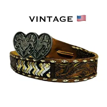 USA 미국제 가죽 벨트 카빙 웨스턴 빈티지