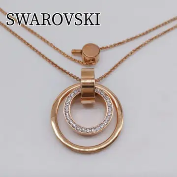 SWAROVSKI 스와로브스키 목걸이 로즈 골드 더블 링