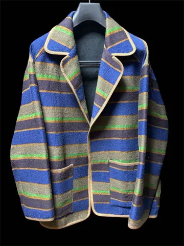 tomorrowland 울 코튼 린넨 랜덤 보더 블루종 M