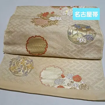 No.5670 나고야 오비 순수 실크 기모노 미재단 미사용 새상품