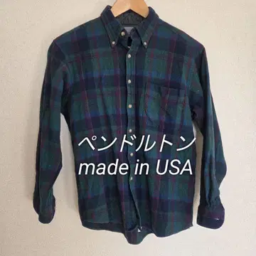 펜들턴 체크 무늬 긴팔 셔츠 울 100%