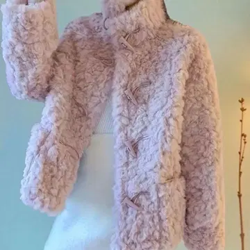 새상품 더스티 핑크 코트 프리 사이즈 한국 후와후와 소재 아우터