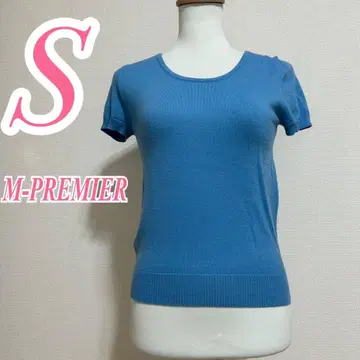 M-PREMIER 반팔 니트 36 블루 깔끔한 코디 캐주얼 코디