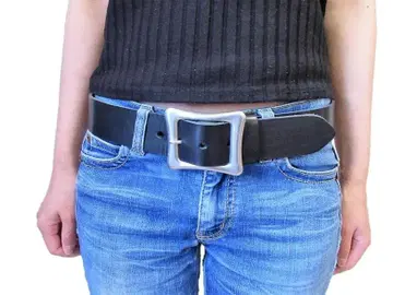 도치기 가죽 벨트 (블랙) 니켈 바렐 도금 버클 40mm 폭 통가죽