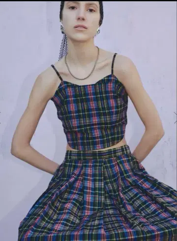 컨디션 최상 아메리빈티지 체크 셋업 드레스