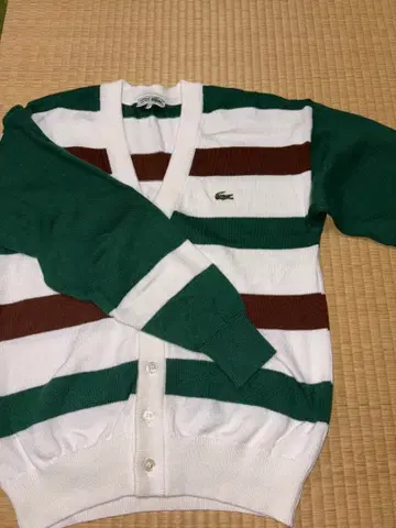 빈티지/구제 의류 라코스테 초레어 스트라이프 패턴 V넥 가디건