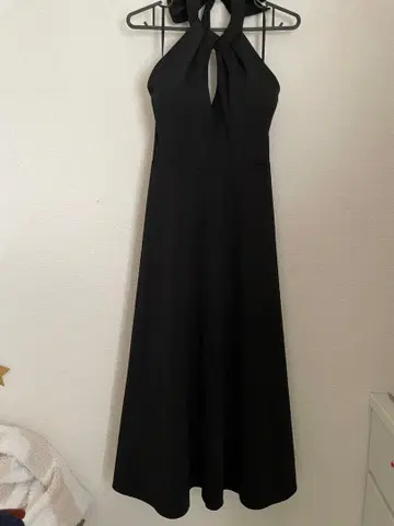 앤디 드레스 롱 크로스 블랙 A라인