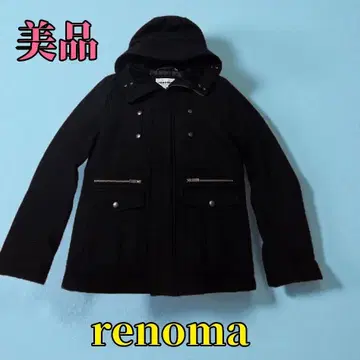 renoma 후드 부착 더플 코트 블랙