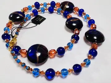 베네치안 유리 목걸이 네이비 x 라이트 브라운 이탈리아제