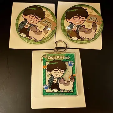 QuizKnock 마네키네코 콜라보 후쿠라 켄 아크릴 키링 캔뱃지