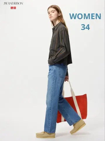 새상품 유니클로 JW ANDERSON 스트레이트 청바지 WOMEN 34