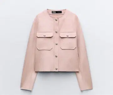 ZARA 노카라 자켓 핑크