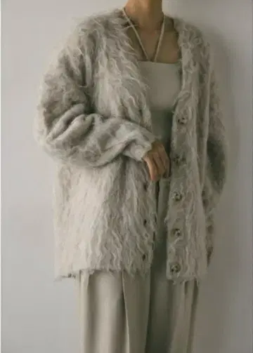 STYLEMIXER 헤어리 컬 니트 가디건