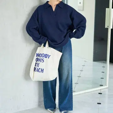 새상품급/폴로 옷깃 스키퍼 니트 풀오버/네이비