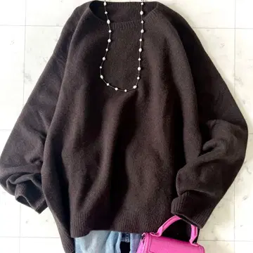 새상품급 이에나 IENA 캐시미어 실크 코쿤 니트 브라운 루즈핏