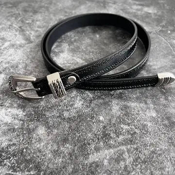 내로우 벨트 소가죽 아메카지 웨스턴 벨트 앤티크풍 블랙