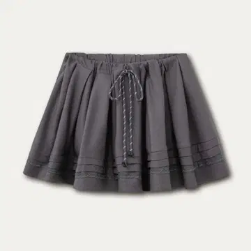 플리츠 A라인 미니 스커트 그레이 레이스 리본 sunsetpark