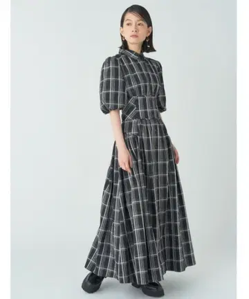 LIZ BROWN 선염 코르셋 볼륨 원피스