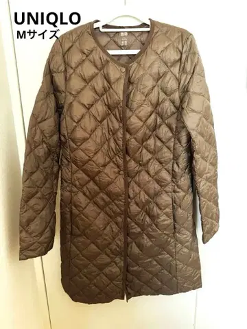 UNIQLO 울트라 라이트 다운 브라운 퀼팅 롱 다운