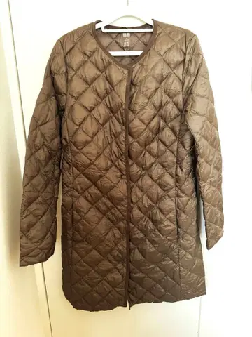 UNIQLO 울트라 라이트 다운 브라운 퀼팅 롱 다운
