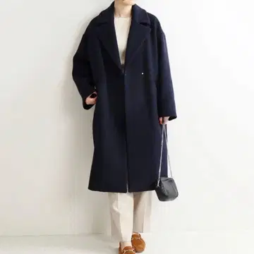 이에나 MANTECO 오버 체스터 코트 38 네이비 고급 원단