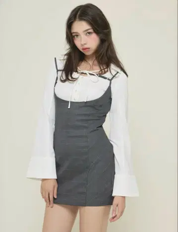 AND MARY Betty 레이어드 체크 드레스