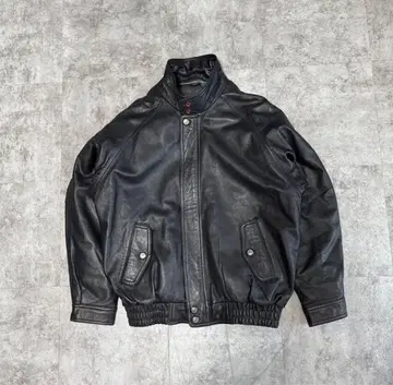 90s vtg short leather Harrington ja