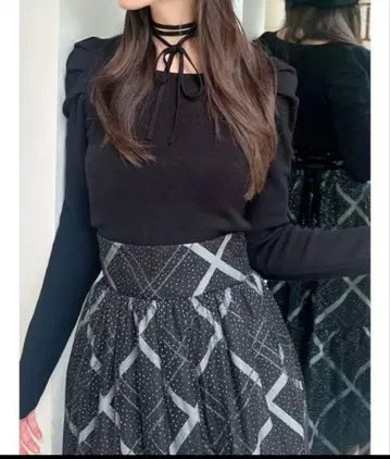 리젝시 초커 디자인 니트탑 블랙