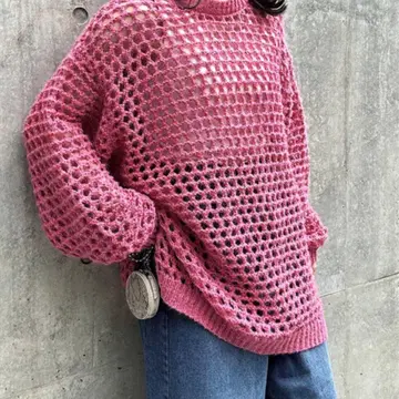 niko and - 니코앤드 오버사이즈 메쉬 니트 로즈 핑크