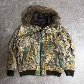 y2k 00s 헤이세이 그런지 퍼 리얼트리 패딩 자켓 트리 카모