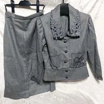 새상품급 [ 이타리야 ] 긴팔 셋업 스커트 9A2호 그레이 꽃무늬 시스루