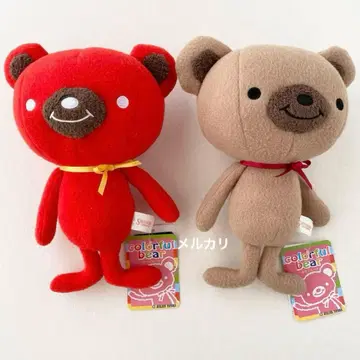 SHINADA 컬러풀 베어 M 봉제 인형 2체 세트 곰 곰 SHINADA