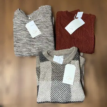 오렌지 케이블 니트 스웨터 M