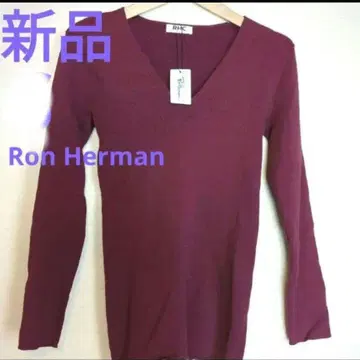 새상품 론 헤르만 V넥 리브 니트 버건디 XS 긴팔