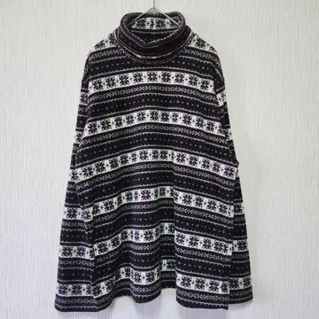 노르딕 무늬 터틀넥 플리스 (3L) 오버 사이즈/빅 사이즈/방한복