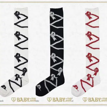 새상품 BABY 레이스업 리본 무늬 오버니 삭스