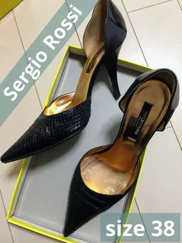 천연 가죽 세르지오로시 디자인 하이힐 펌프스 블랙 이탈리아제 신발 정품