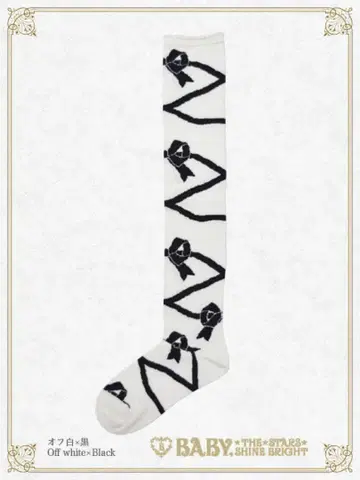 BABY 레이스업 리본 무늬 오버니 삭스 블랙