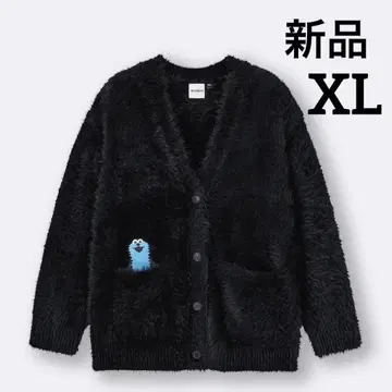 새상품 GU 퍼펫 스 오버 사이즈 가디건 블랙 XL