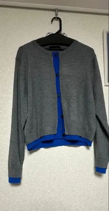 ZARA 콤비 니트 가디건 XL 사이즈 그레이/블루