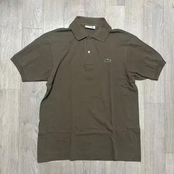 LACOSTE 반팔 피케 셔츠 브라운 악어 자수 카노코 소재