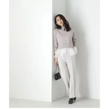 NATURAL BEAUTY BASIC 시어 프릴 레이어드 니트