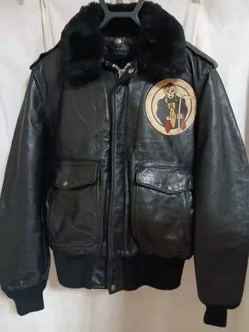 Schott 블랙 가죽 플라이트 자켓